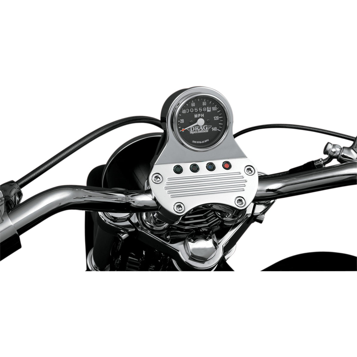 DRAG SPECIALTIES 2.4" Mini Mechanical Speedometer MPH LED Speedometer/Indicators - Chrome Housing Face 2:1
