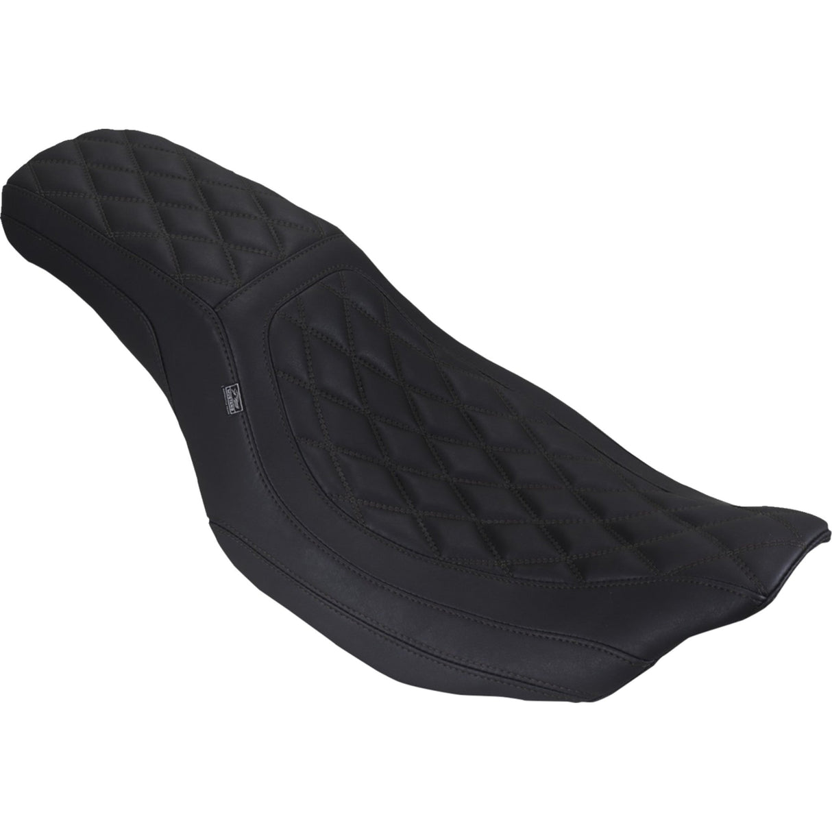 Mustang Low Squareback Seat Double Diamond Black Stitch - 88514 For Harley Touring 2023-2026