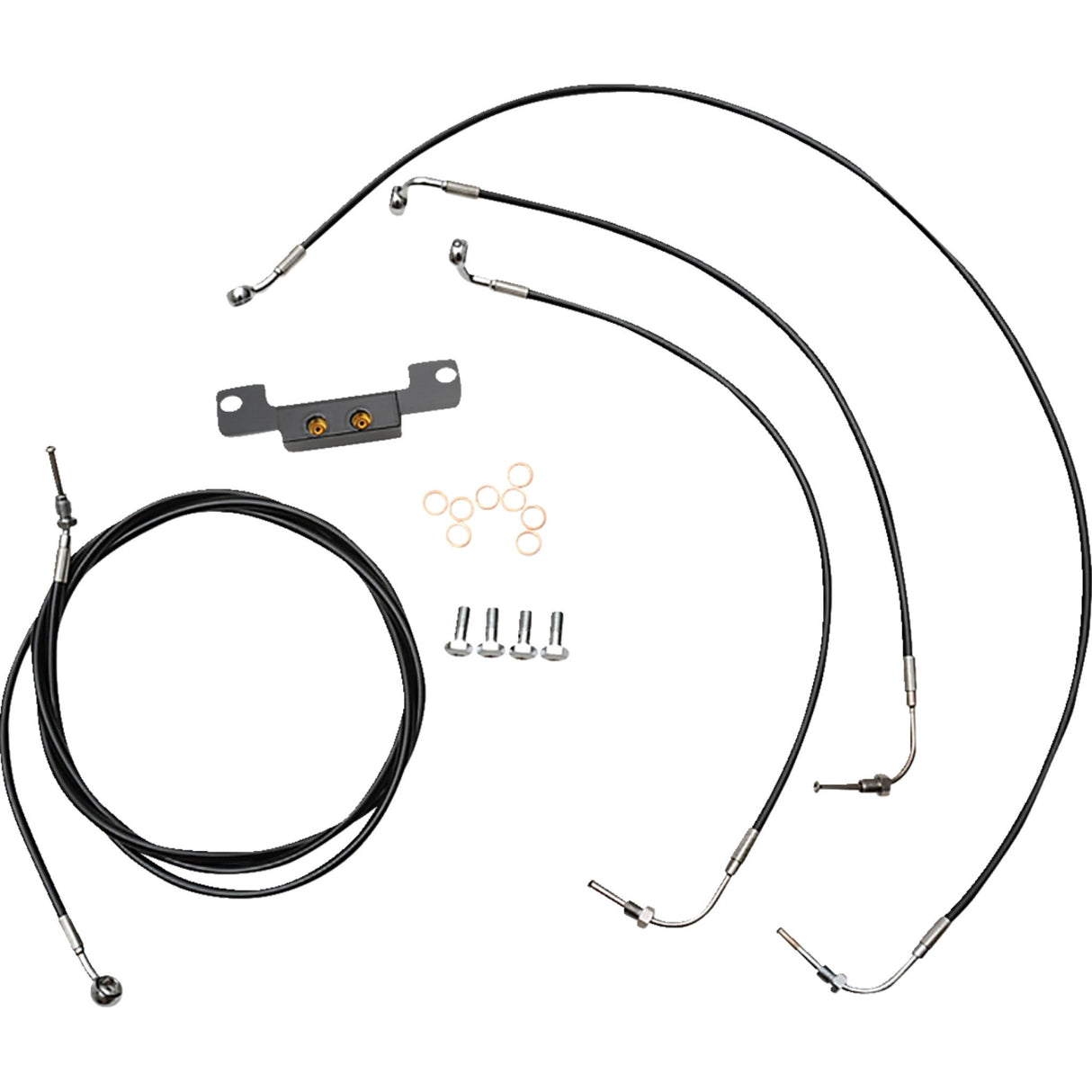 LA Choppers Standard Black Vinyl Handlebar Cable Brake Line Kit — Ape Hanger Stock Ape Hangers - LA-8056KT-08B For Harley Touring 2021-2022