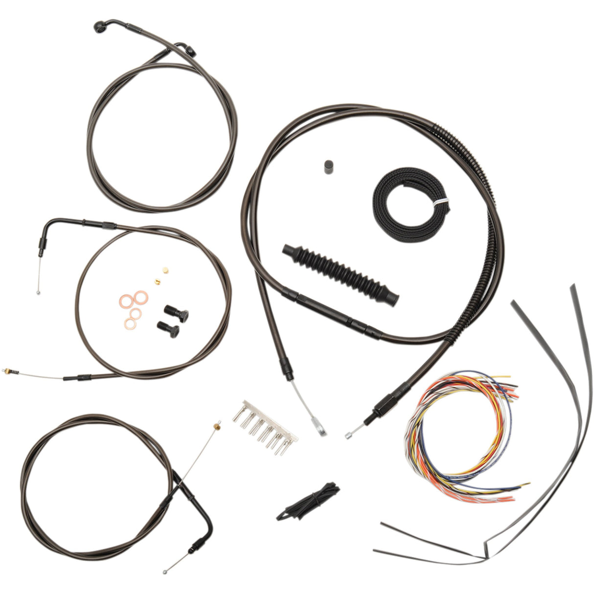 LA CHOPPERS 0610-1534 LA-8320KT2A-16M Complete Midnight Braided Handlebar Cable/Brake Line Kit — Standard Handlebar Cable/Brake Line Kit - Complete - 15" - 17" Handlebars - Midnight