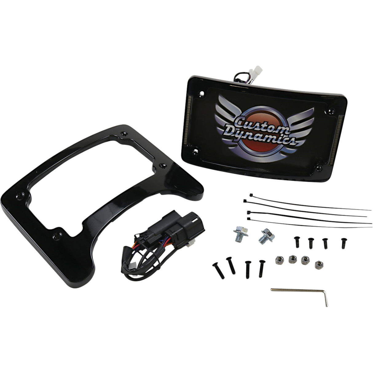 Custom Dynamics Turn Signal Eliminator With Tri Radius Illuminated Plate Frame Black - TS-ELIM-06BCM-B For Harley Touring 2014-2025