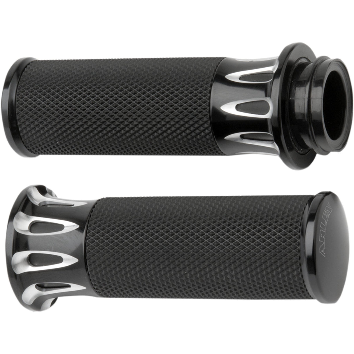Arlen Ness Fusion Deep Cut Grips TBW Black - 07-319 For Harley Motorcycles 2008-2025