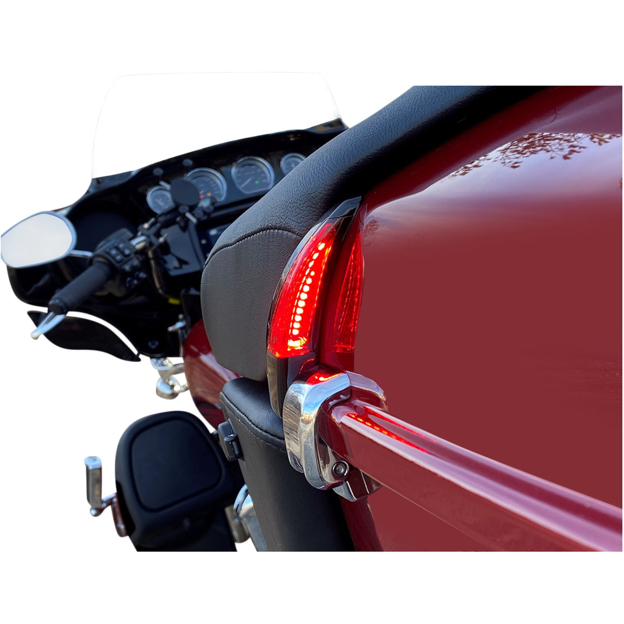 CUSTOM DYNAMICS 2040-2540 CD-TPBR-14-RB Sequential Tour Pak Seat Back Rest LED Lights - Black/Red - FLH