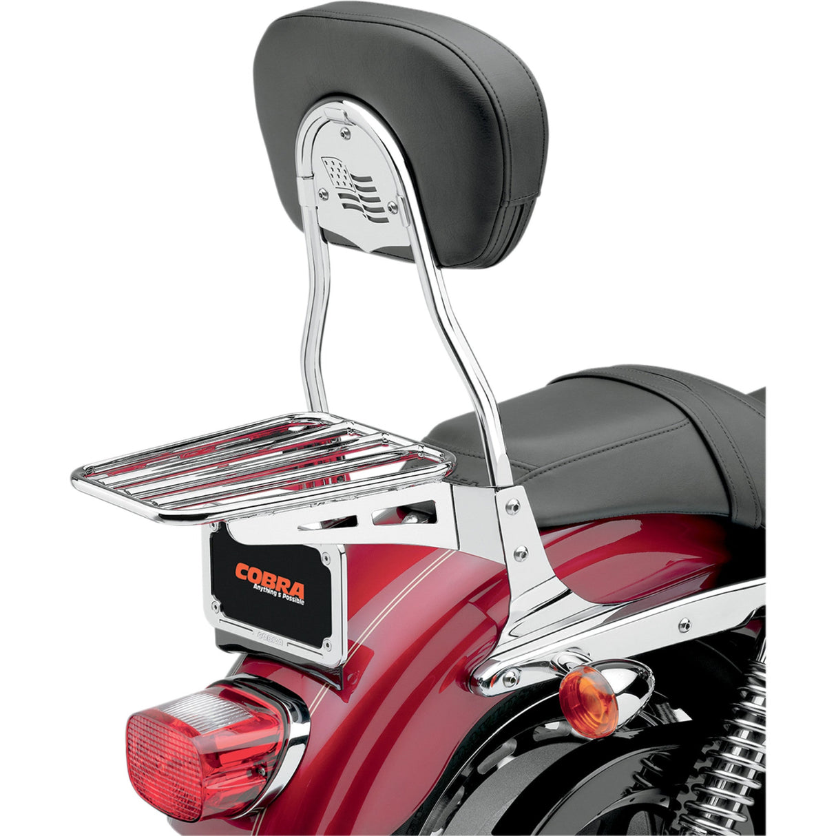 Cobra Luggage Rack For Sissy Bar Chrome Tubular - 02-3500 For Honda Motorcycles 1987-2016 | Yamaha XV1600A / 1600 / XV1700A / V-Star 950 1999-2016