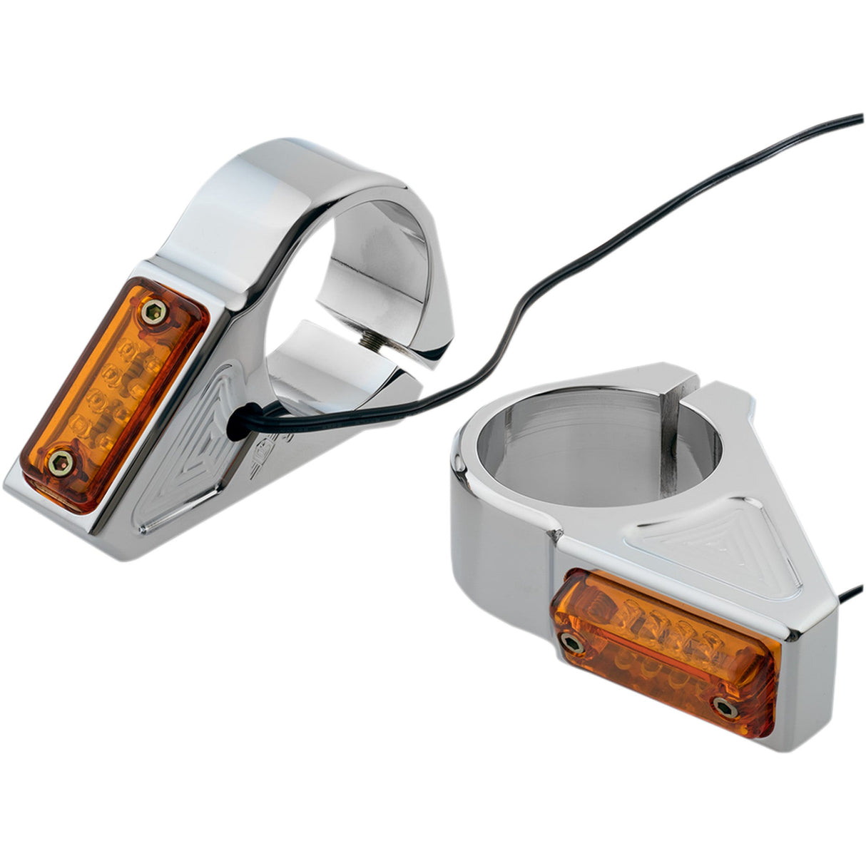 JOKER MACHINE 2020-1452 05-301-3 Rectangle LED Fork Mount Turn Signals - 41 mm - Chrome