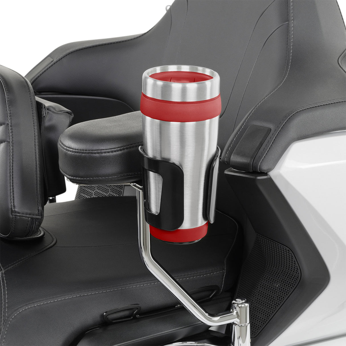 Show Chrome Passenger Beverage Holder Black - 52-836BK For Honda Motorcycles 1988-2024 | Can-Am Spyder 2010-2024