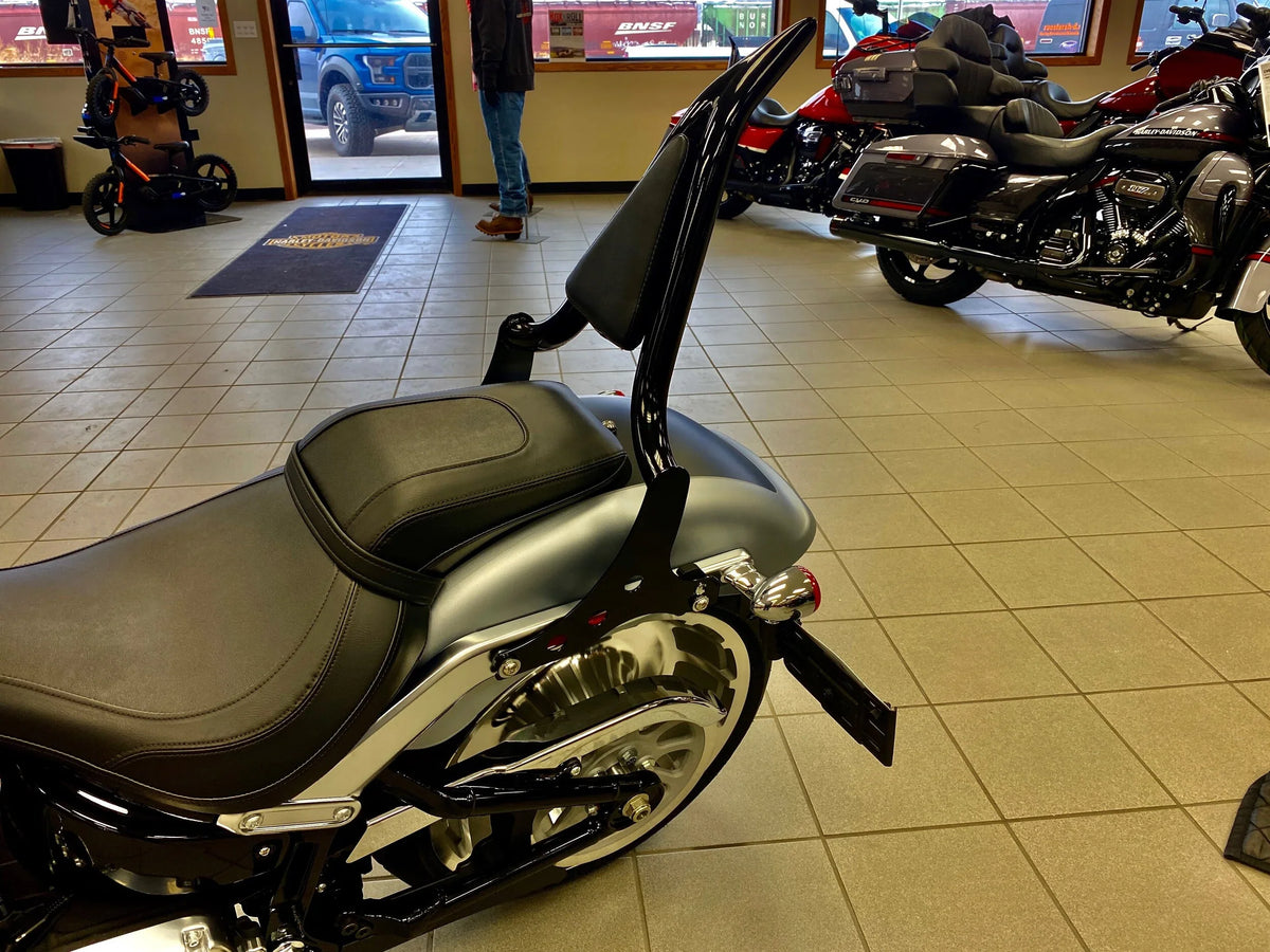 Siouxicide Choppers Breakout & Fat Boy Excalibur Detachable Sissy Bar Backrest Black, Short 16, For Harley Breakout / Pro Street Breakout 2013-2017