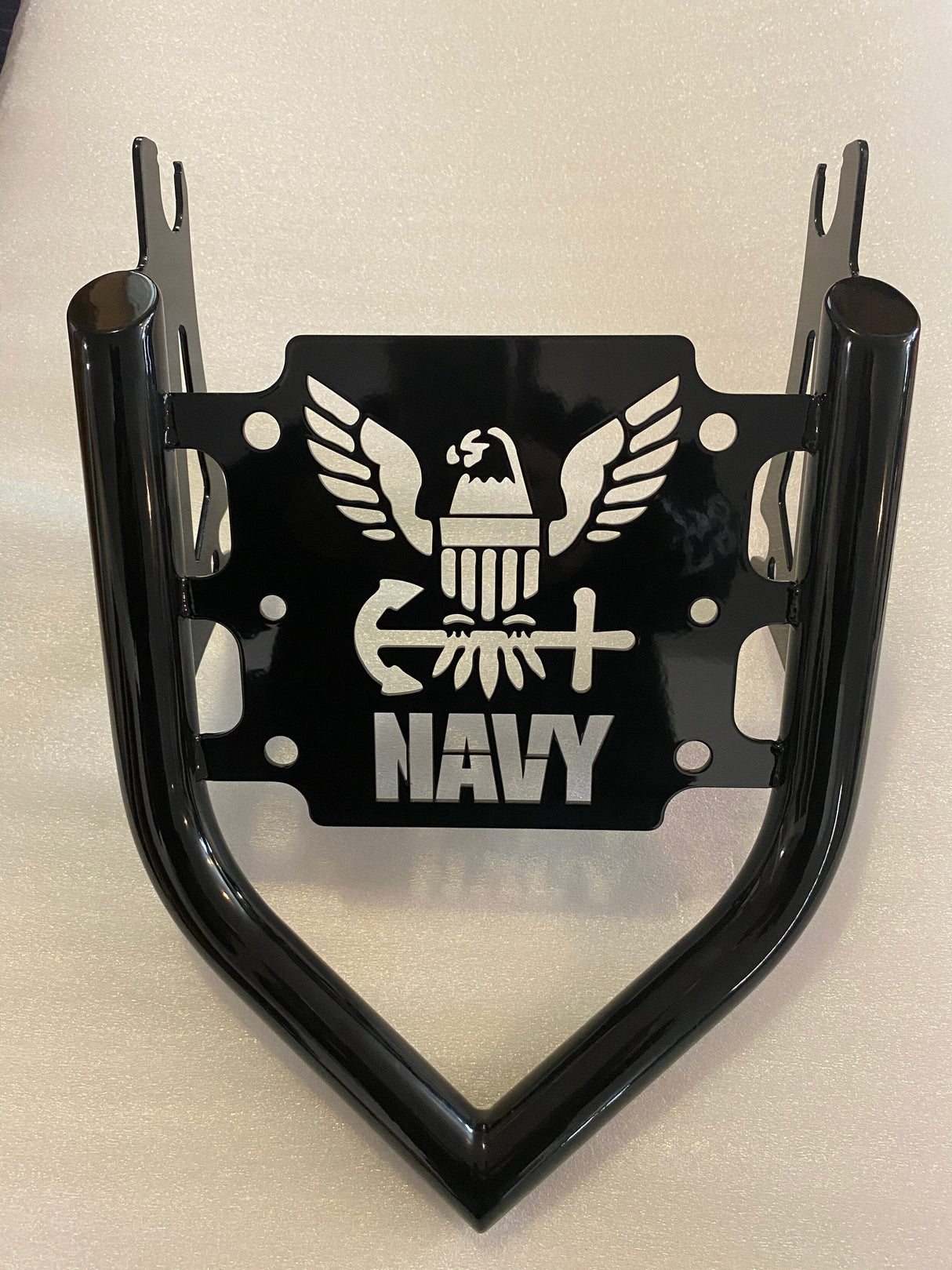 Siouxicide Choppers Indian Military Luggage Rack - Navy, Satin Black