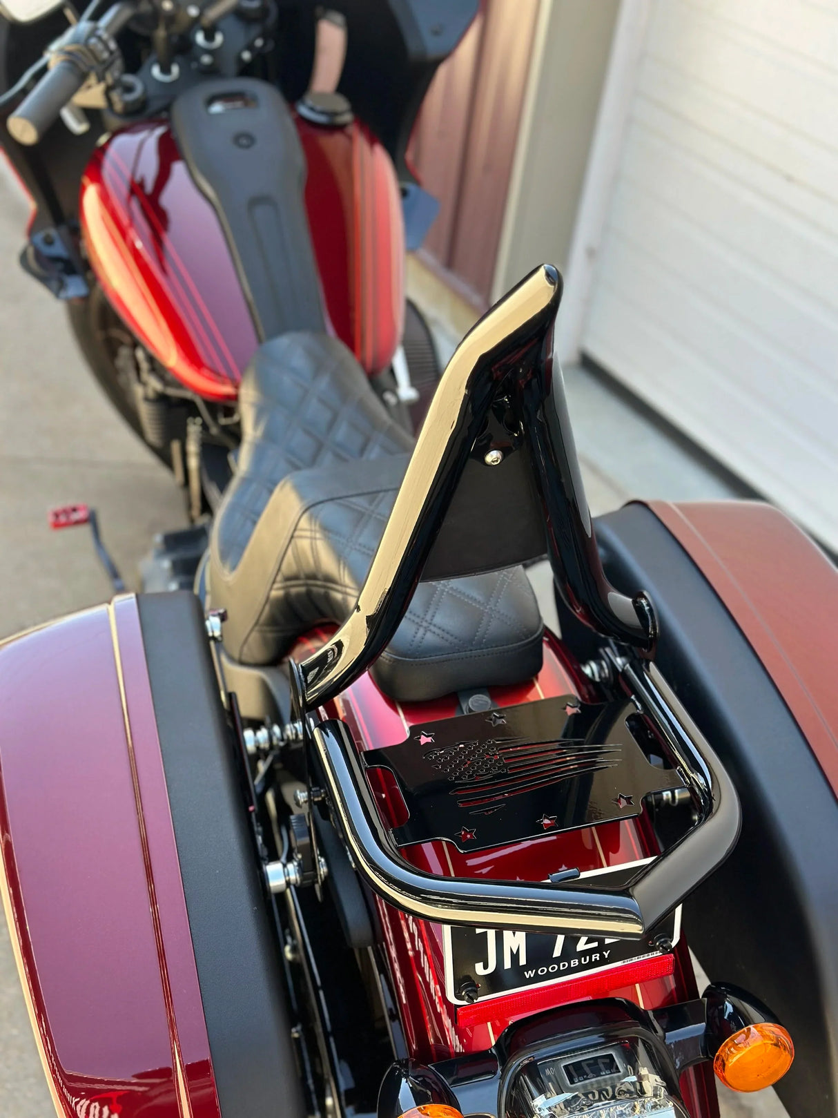 Siouxicide Choppers Luggage Rack Low Rider S, ST, Sport Glide American Flag, Black, Low Rider S, ST, Sport Glide For Harley Softail 2018-2026