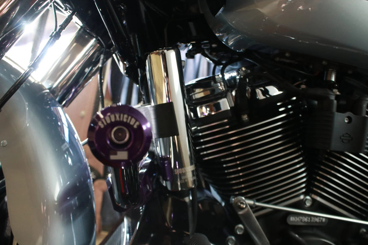 Siouxicide Choppers Sidewinderz Chrome, Billet Aluminum Translucent Blue, Front Upper For Harley Touring 2009-2023