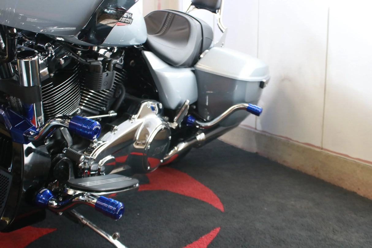 Siouxicide Choppers Sidewinderz Chrome, Steel Black Translucent Blue, Front Upper For Harley Touring 2009-2023