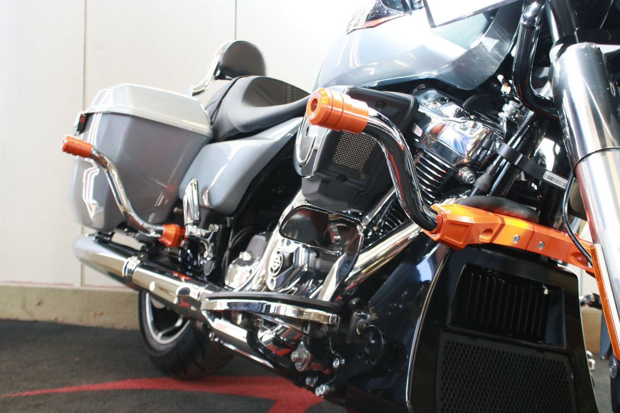 Siouxicide Choppers Sidewinderz Chrome, Steel Black Translucent Orange, Front Lower & Front Upper For Harley Touring 2009-2023