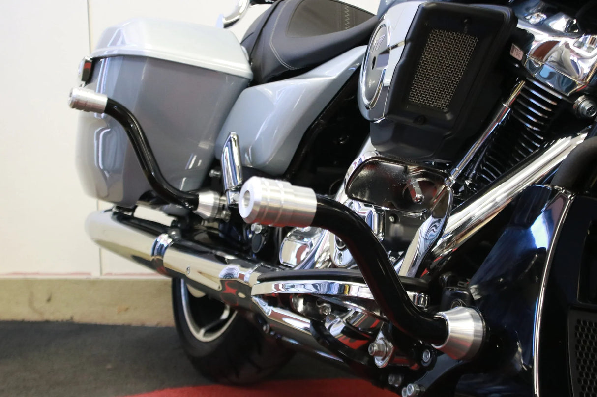 Siouxicide Choppers Sidewinderz Chrome, Billet Aluminum Translucent Blue, Front Upper For Harley Touring 2009-2023