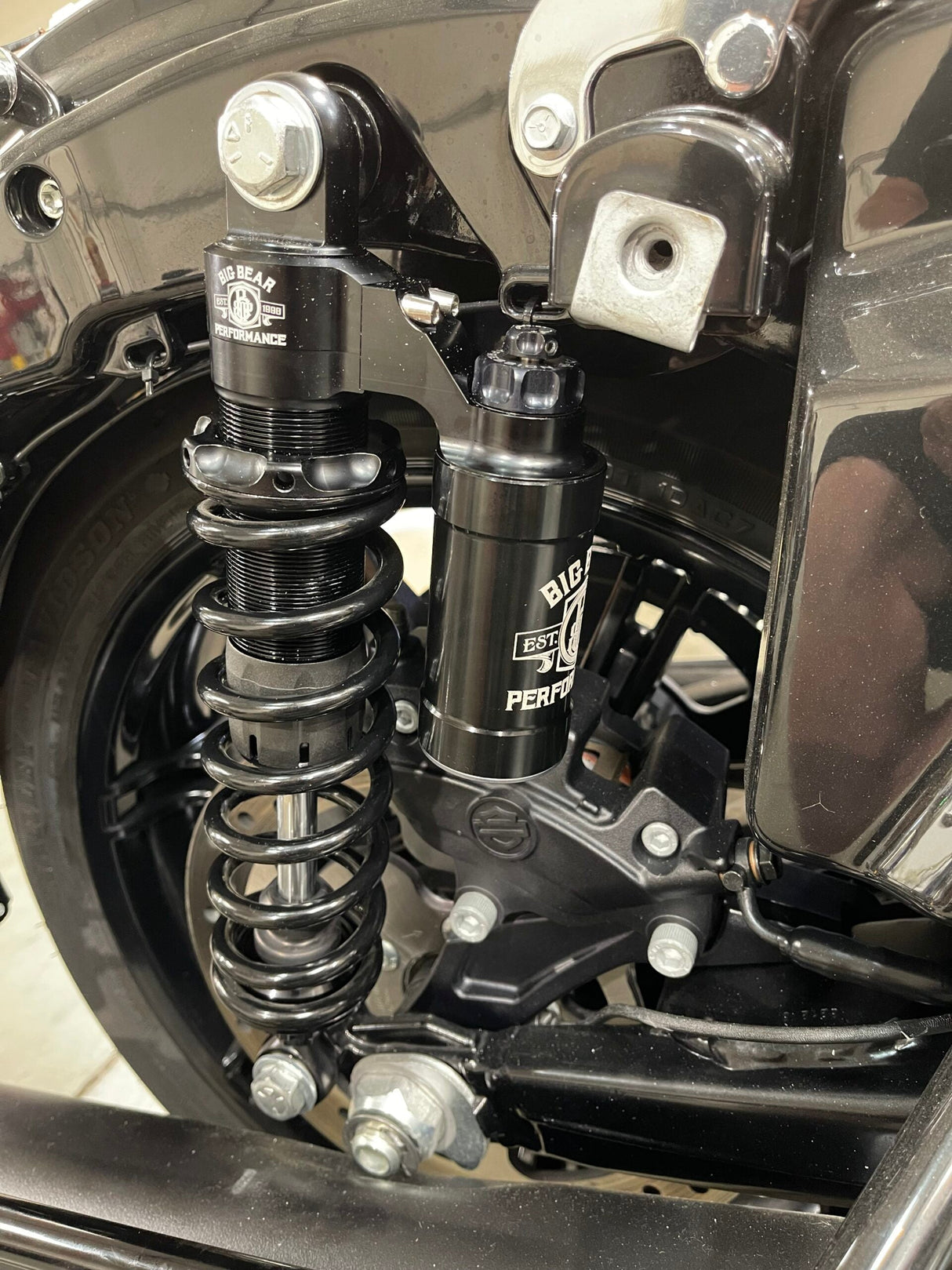 Big Bear Performance Piggy Back Shocks For All Touring Models -076 14 in, Gold - BBP-076-14G