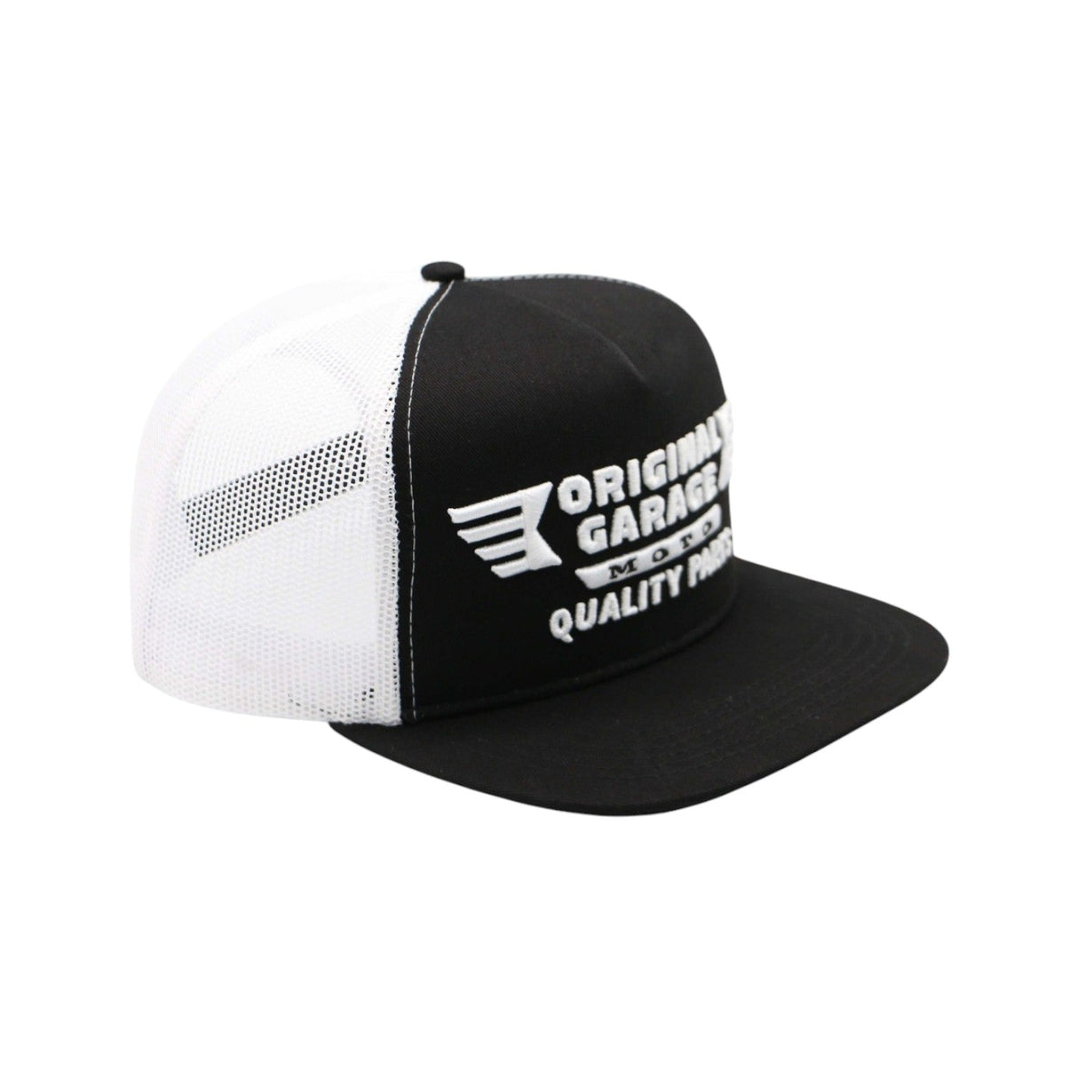 Original Garage Moto OG Quality Parts White/Black Trucker Hat - A-CP-12-WH