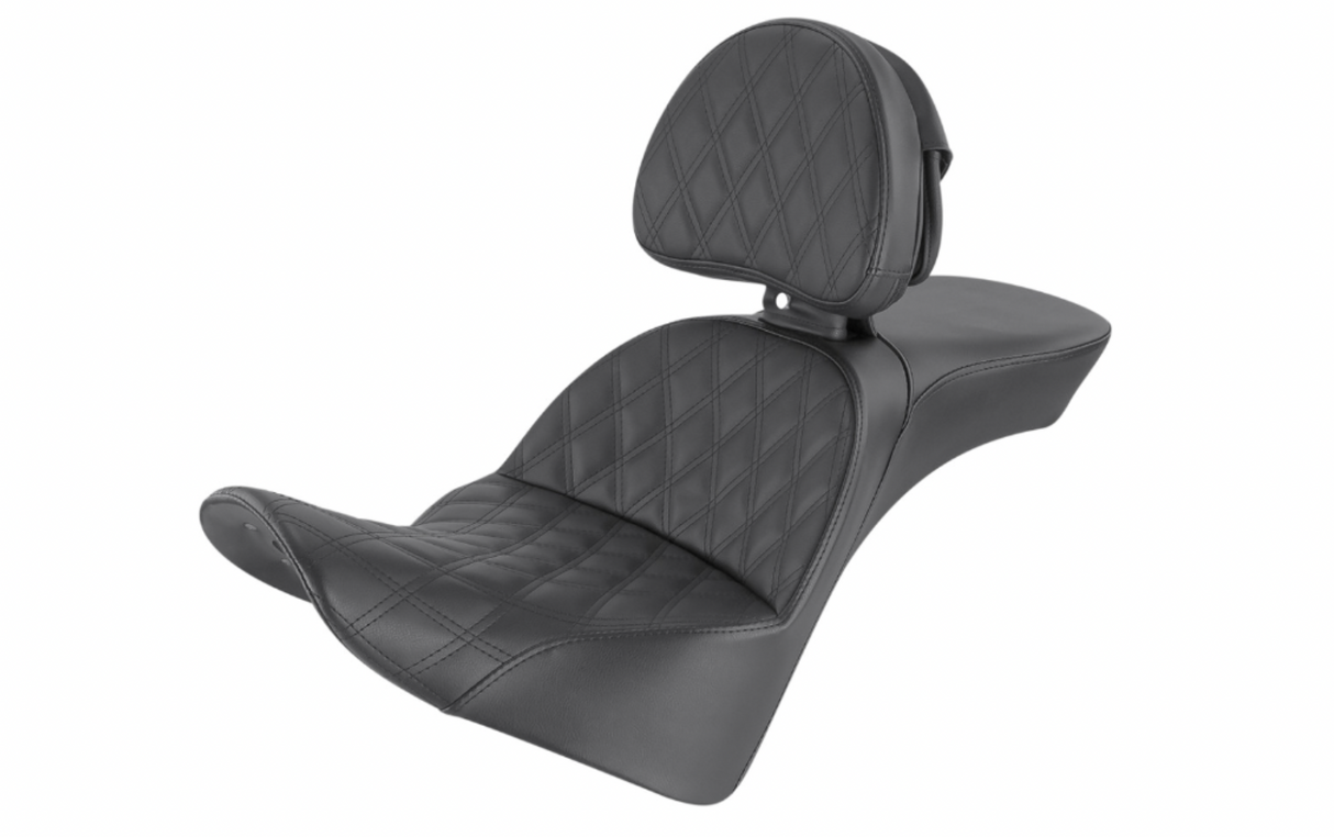 Saddlemen Explorer Lattice Stitch Seat Lattice Stitched Backrest - 818-33-030LS For Harley Softail 2018-2025