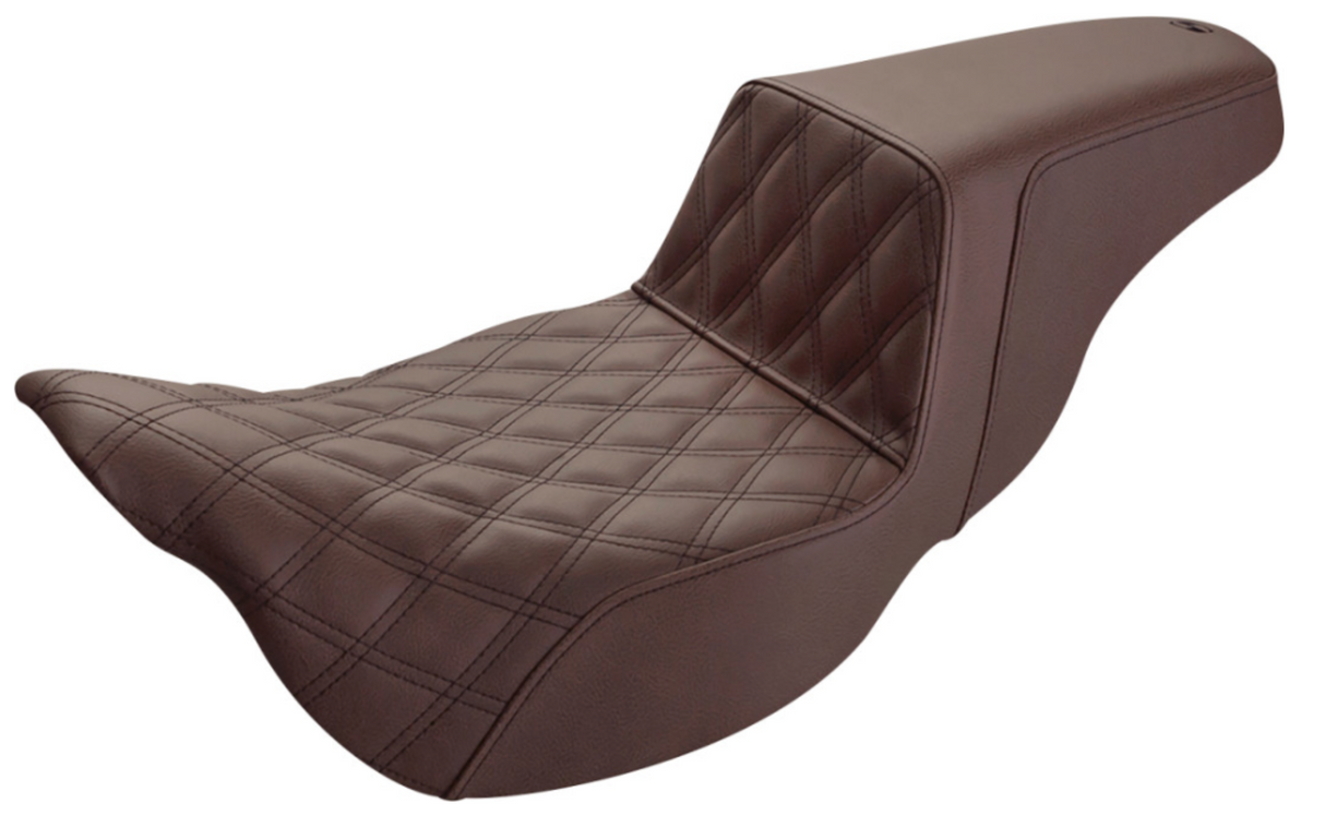 Saddlemen Extended Reach Step-Up Seats Front Lattice Stitch Brown - 808-07B-172BREX For Harley Touring 2008-2025
