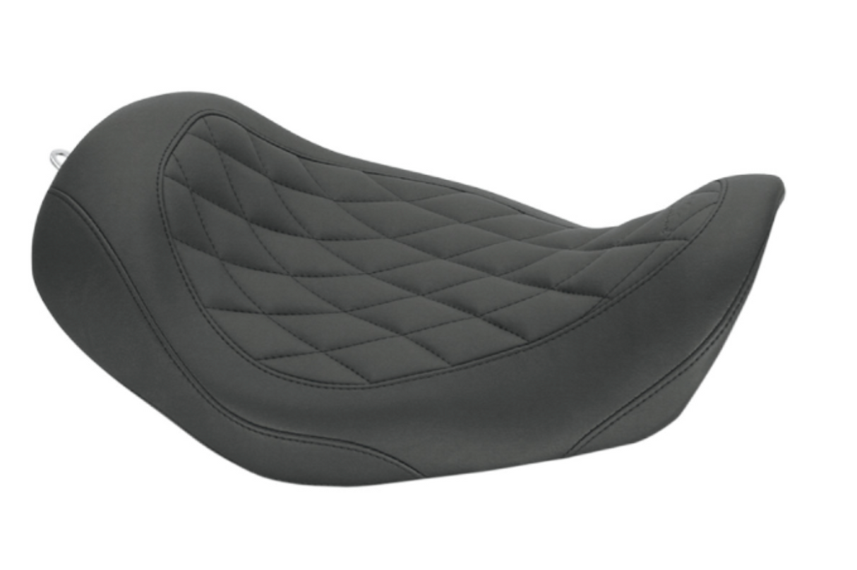 Mustang Wide Tripper™ Solo Seat Without Backrest Diamond Black - 76704 For Harley Motorcycles 2006-2017