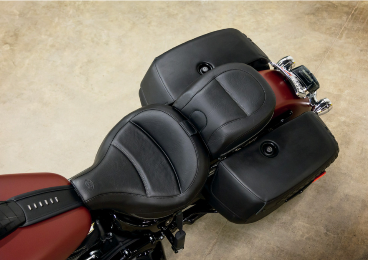 MUSTANG 0802-1063 79330 Max Profile Solo Touring Seat - with Driver Backrest - Black - Original - FLHC/FLDE