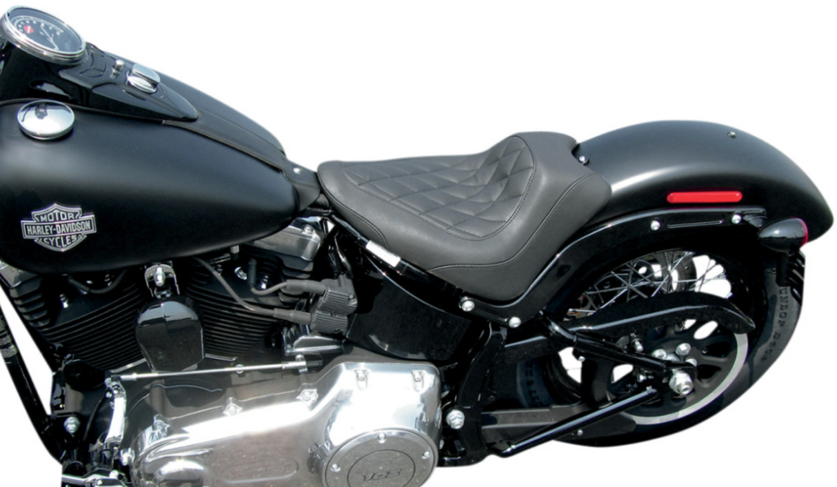 Mustang Wide Tripper™ Solo Seat Without Backrest Diamond Black - 76762 For Harley Blackline / Softail Slim 2011-2017