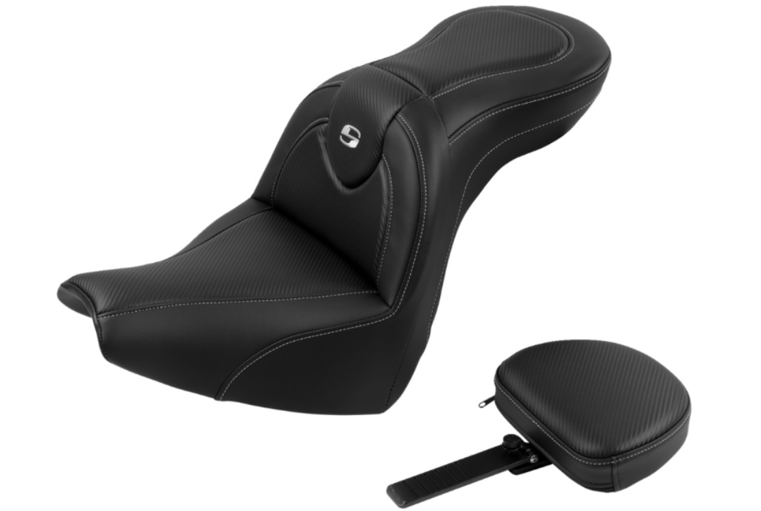 Saddlemen Roadsofa™ Standard Reach Seat With Backrest Carbon Fiber Fxbr S - 818-31-185BR For Harley Softail 2018-2020