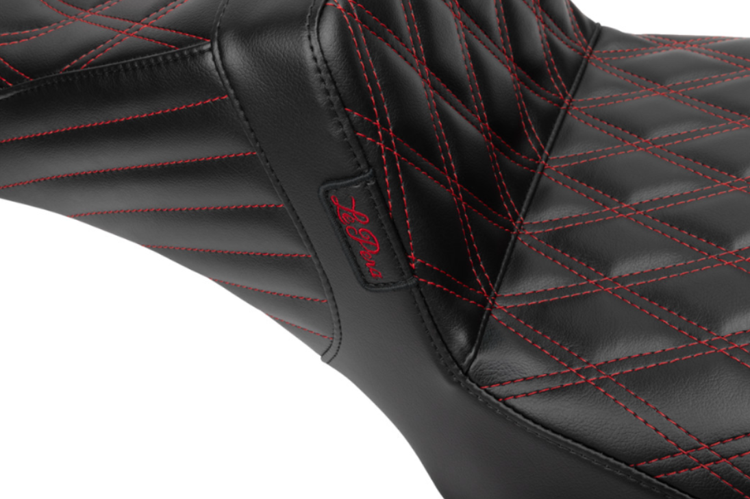 LePera Tailwhip Daddy Long Legs Seat Red Double Diamond Stitch - LV-587DLDD-R01 For Harley Touring 2023-2026
