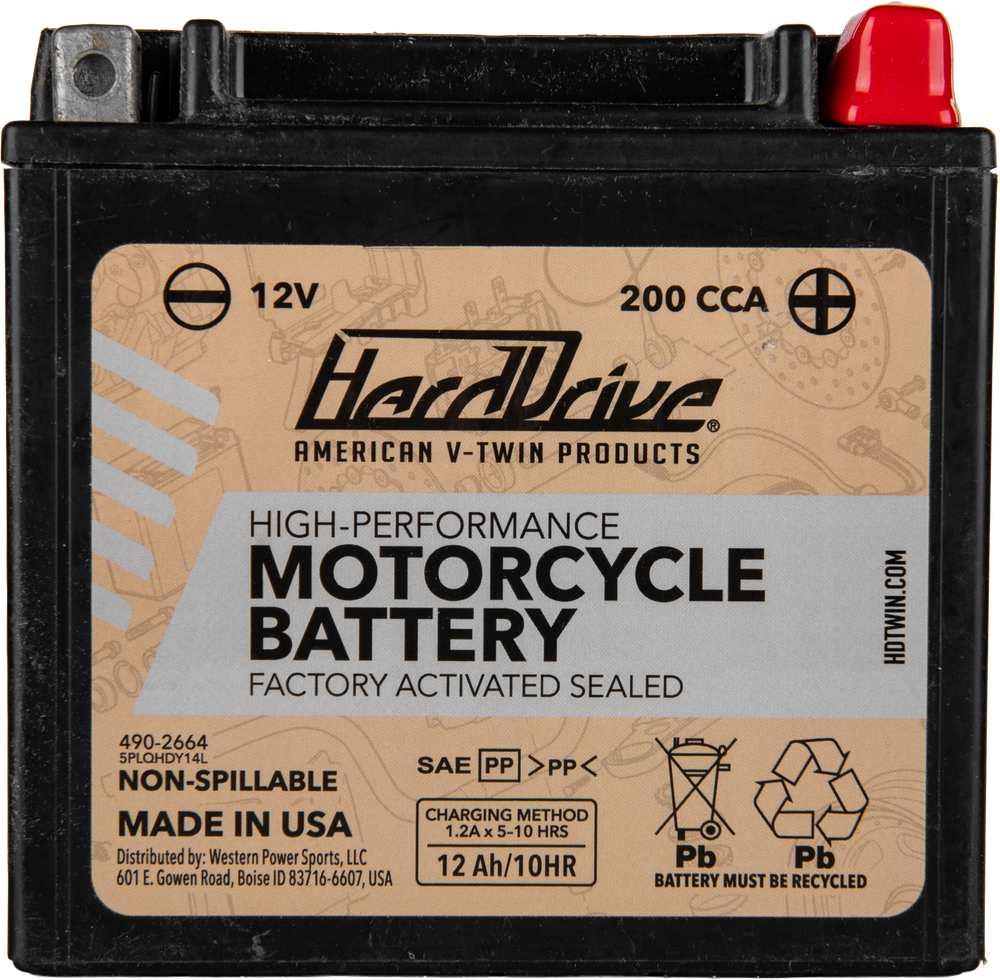 Harddrive High Perform Battery YTX14L CCA 200 - HRDM7RH4L For Harley 2004-2021