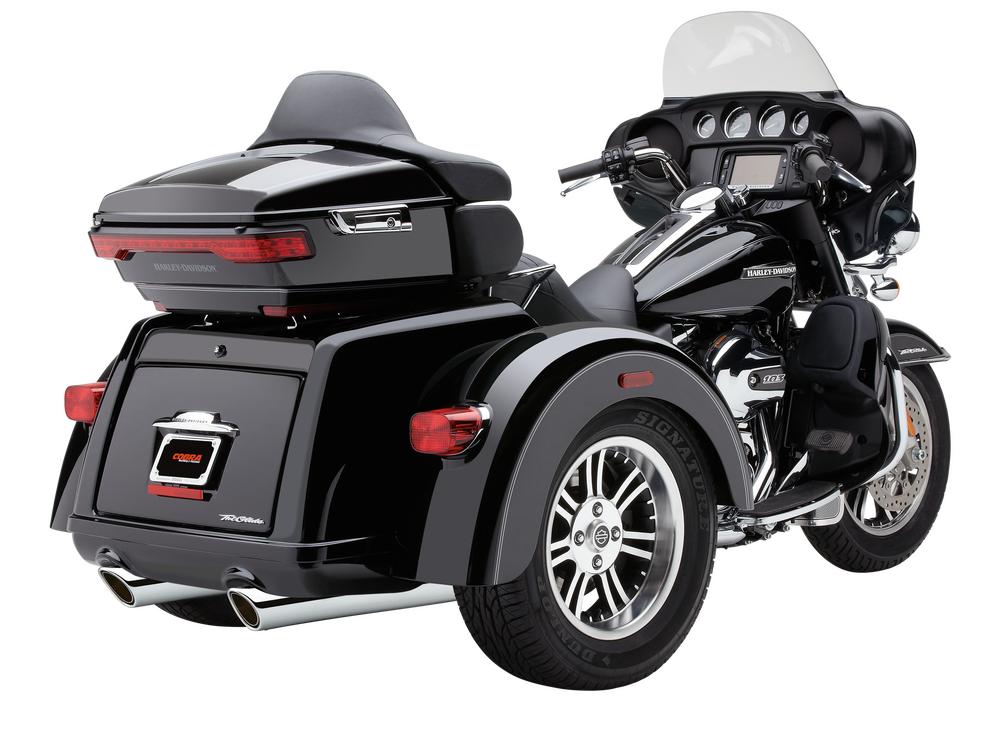 Cobra 909-Twins 4" Slip-ONS Black TRI-Glide - 6303RB For Harley Touring 2009-2023