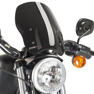 Puig Hi-Tech Parts Windscreen Naked NEW GEN Black ` (EX 48) - 9283N For Harley Sportster 2004-2020