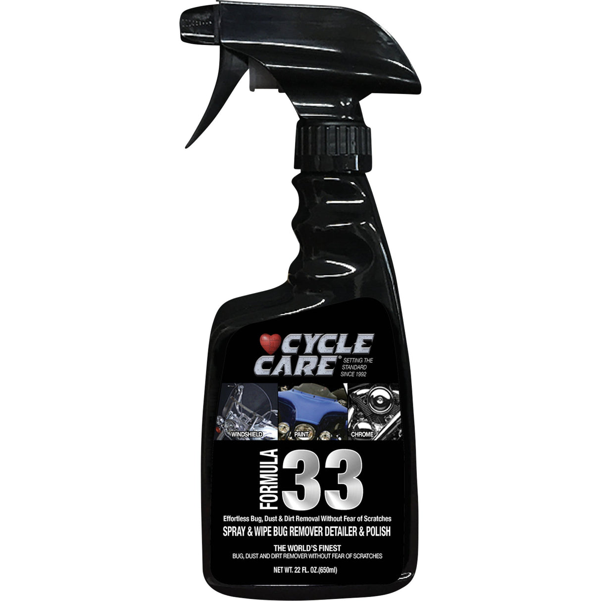 CYCLE CARE FORMULAS 3704-0117 33022 Formula 33 Spray & Wipe®, Bug Remover, Detailer, & Polish Formula 33 Detailer & Bug Remover - 22 U.S. fl oz