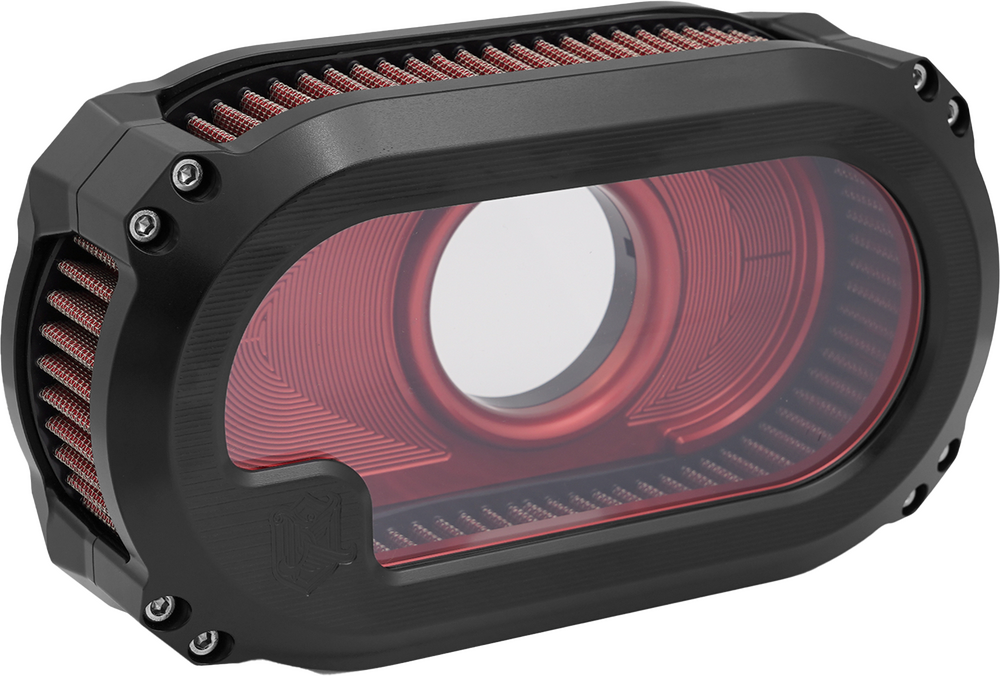 Kens Factory NL TC Air Cleaner With Glass Black With RED - NXT-03BR For Harley Touring 2008-2016