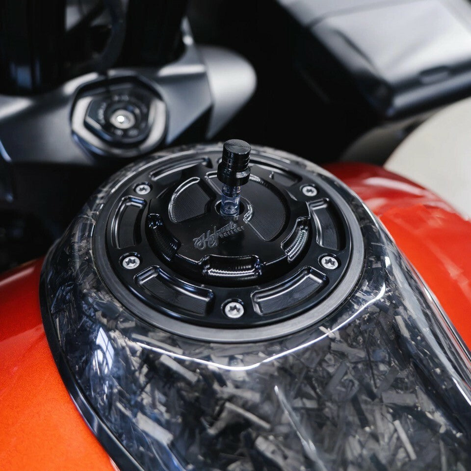 Hofmann Designs 6 PT Moto GAS CAP Assembly ` CVO Black - HDB-1079B For Harley Touring 2023-2025
