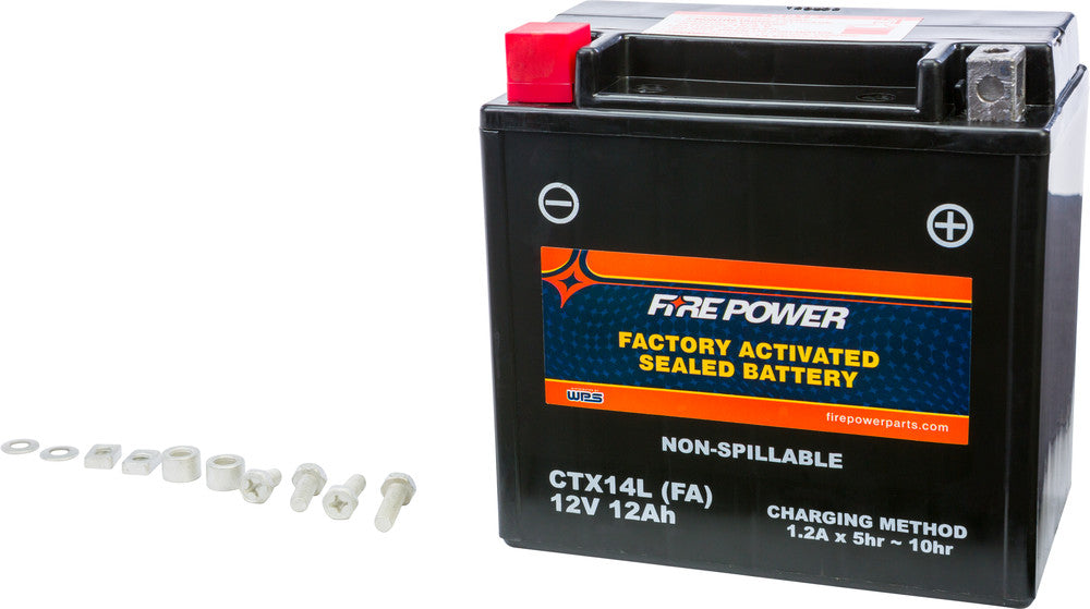 Fire Power Battery CTX14L Sealed Factory Activated - CTX14L-BS(FA) For Harley Sportster 2004-2018 | Buell 1125R / 1125CR 2008-2010