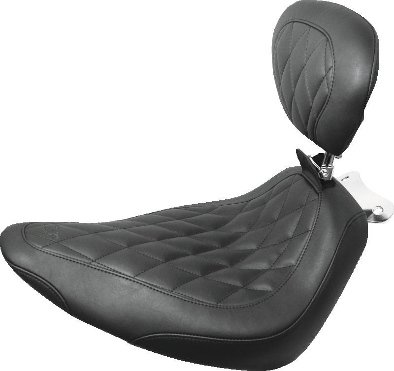 Mustang Motorcycle Mustang Standard Rear Tire Wide Tripper Solo Seat W Driver Backrest Black - 79821 For Harley Softail 2000-2017