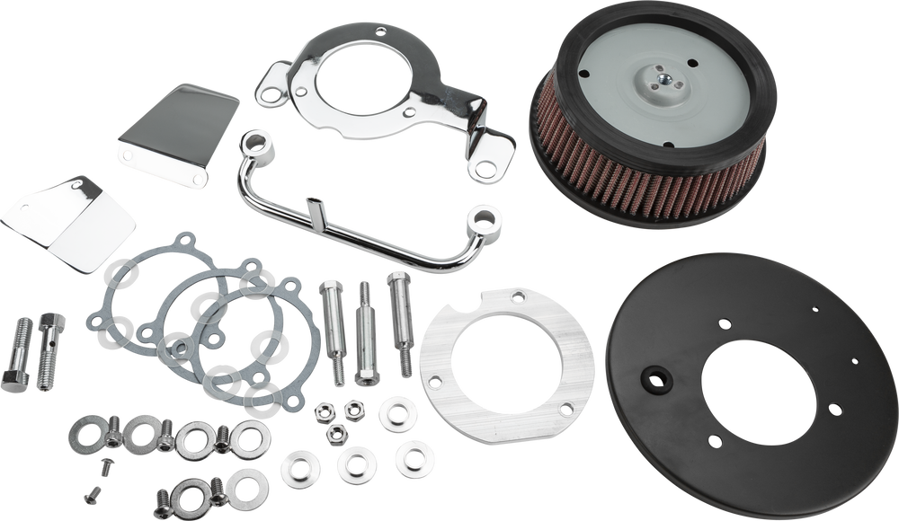 Harddrive M8 Round HI Perform Chrome A C AND Breather Kit - 120428 For Harley Motorcycles 2017-2018