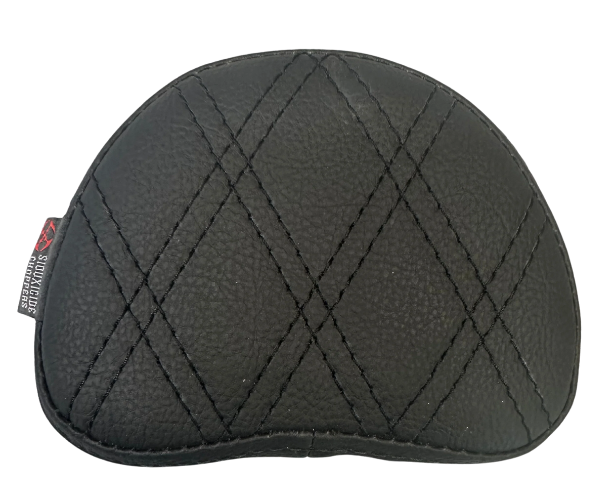 Siouxicide Choppers Halow Backrest/Sissy Bar - 1 1/4 in, Black, Custom Pad Cross Stitch Blue, For 2009-2025 Touring