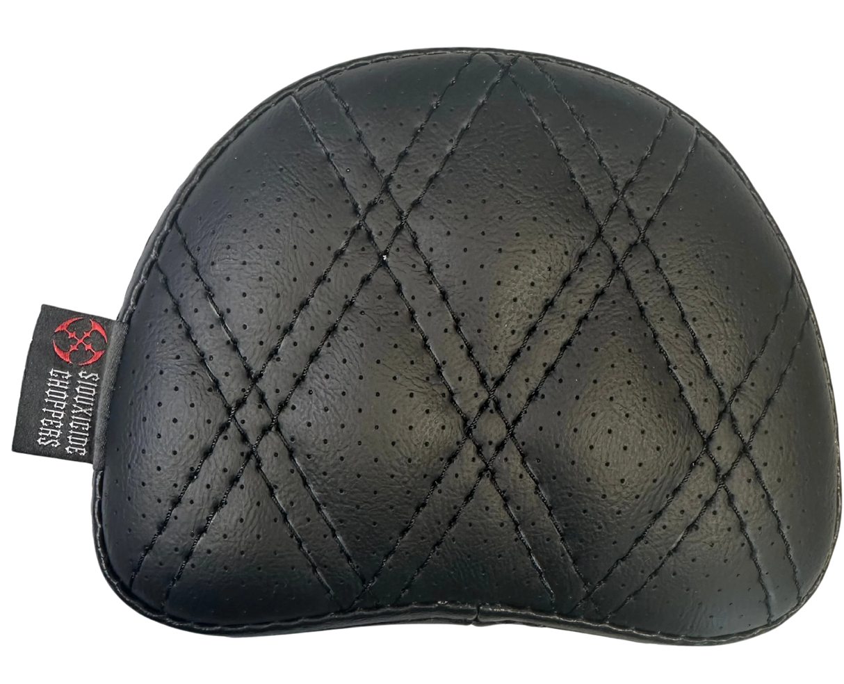 Siouxicide Choppers Halow Backrest/Sissy Bar - 1 1/4 in, Black, Custom Pad Cross Stitch Black Non Perforated, For 2009-2025 Touring