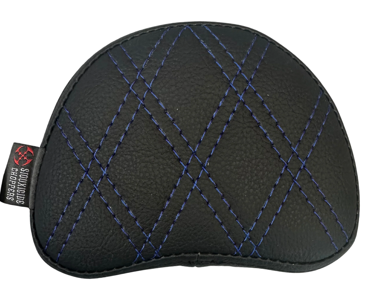 Siouxicide Choppers Halow Backrest/Sissy Bar - 1 1/4 in, Black, Custom Pad Cross Stitch Red, For 2009-2025 Touring