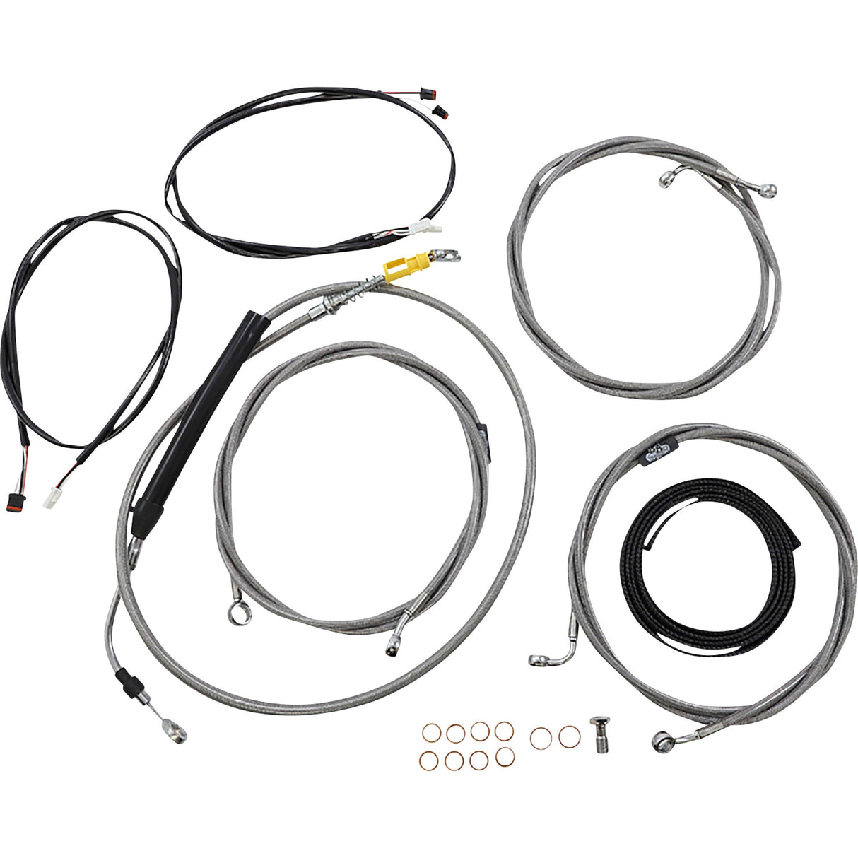 LA Choppers Complete Plug-And-Play Cable Kit 15" 17" Handlebars ABS Stainless - LA-8058KT3-16 For Harley Touring 2021-2022