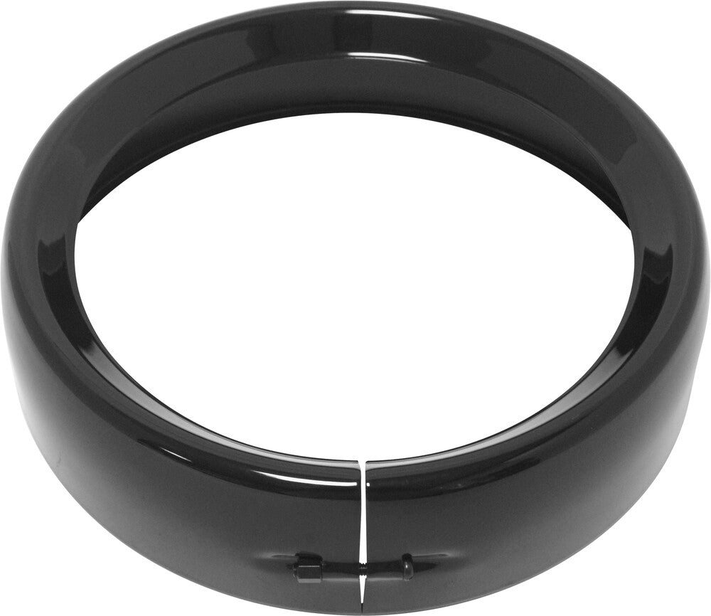 Harddrive Frenched Headlight Trim Ring Black 7 Clamp Style - 38-049GB For Harley Motorcycles 1988-2020