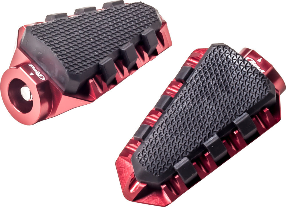 Puig Hi-Tech Parts Footpegs Trail RED - 7319R For Ducati Motorcycles 2008-2020 | Honda Motorcycles 2000-2021 | Triumph Motorcycles 2008-2021