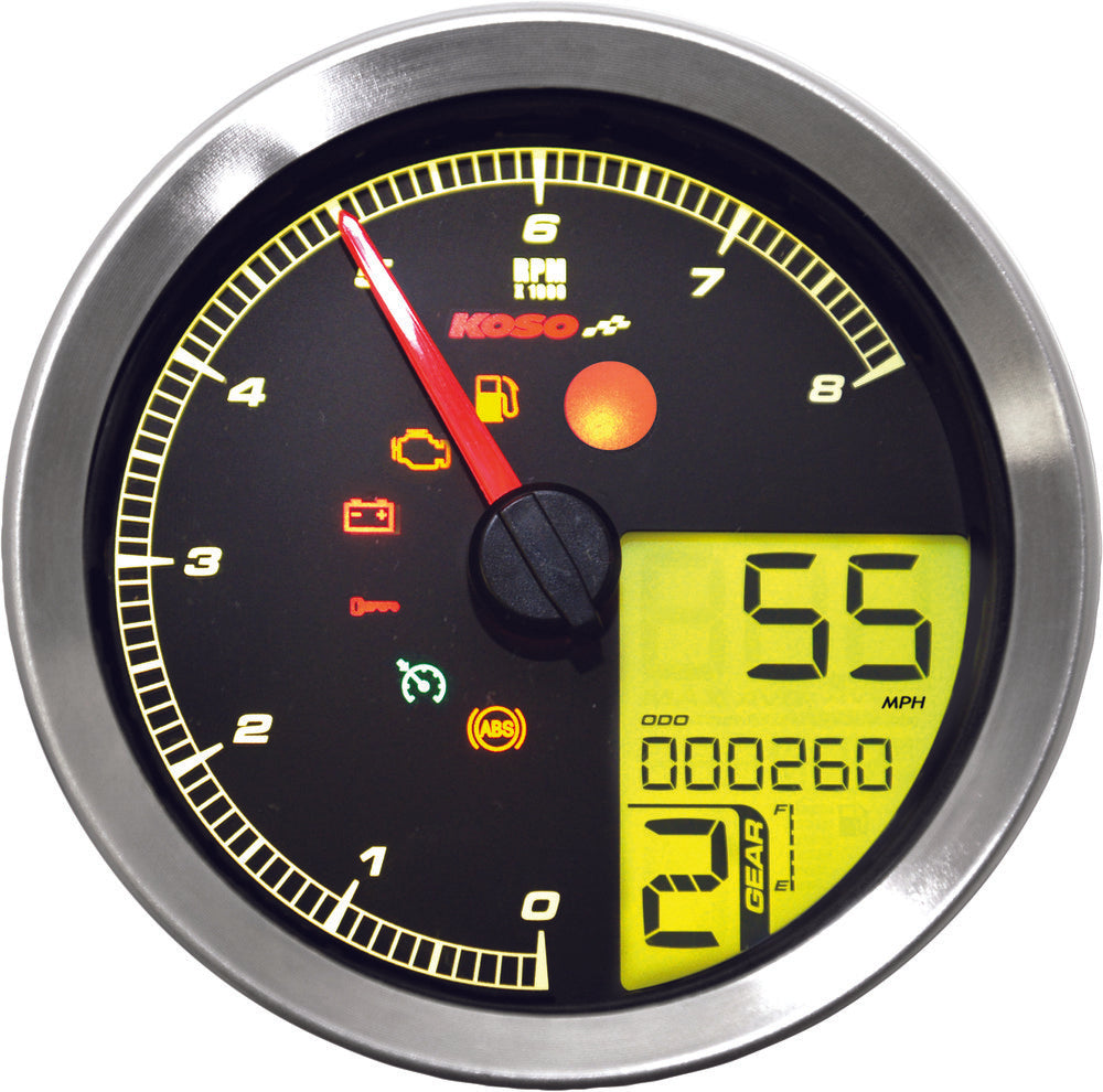 Koso North America 27-5797S BA051201 SPEEDO / TACH SIL BEZEL LCD COLOR CHANGE DISPLAY