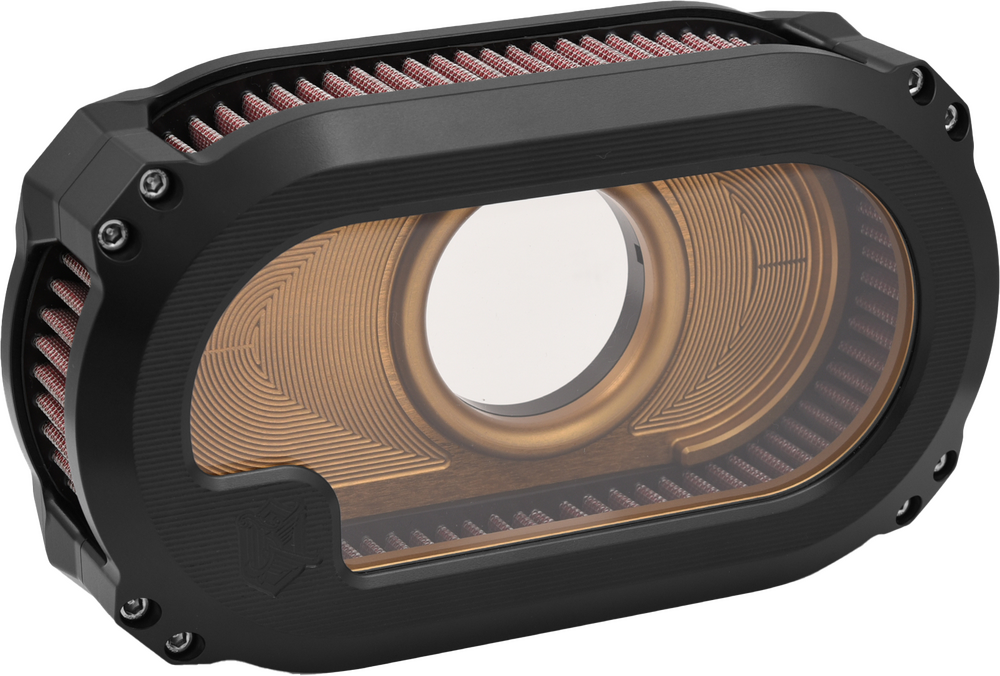 Kens Factory NL TC Air Cleaner W Glass Black W Gold - NXT-03BG For Harley Touring 2008-2016