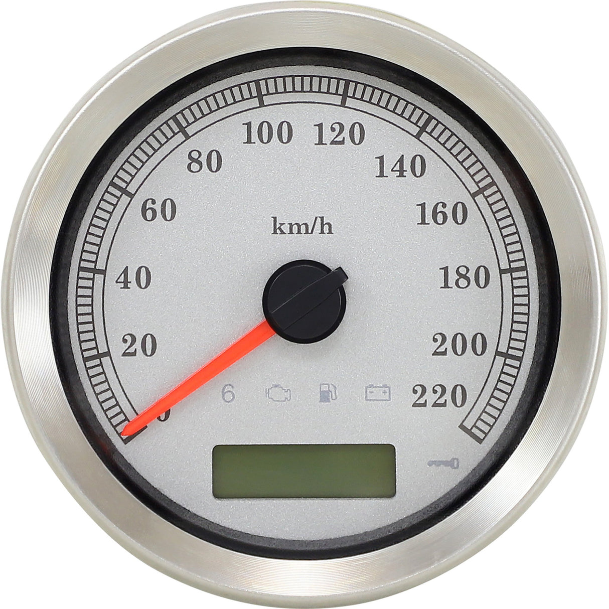 DRAG SPECIALTIES 2210-0461 4” Programmable Electronic Speedometer Programmable Speedometer - Silver Face - KM/H