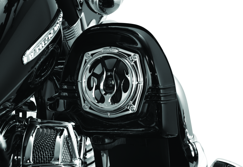 Kuryakyn Flame Speaker Grills Chrome - 3788 For Harley Touring 1996-2013