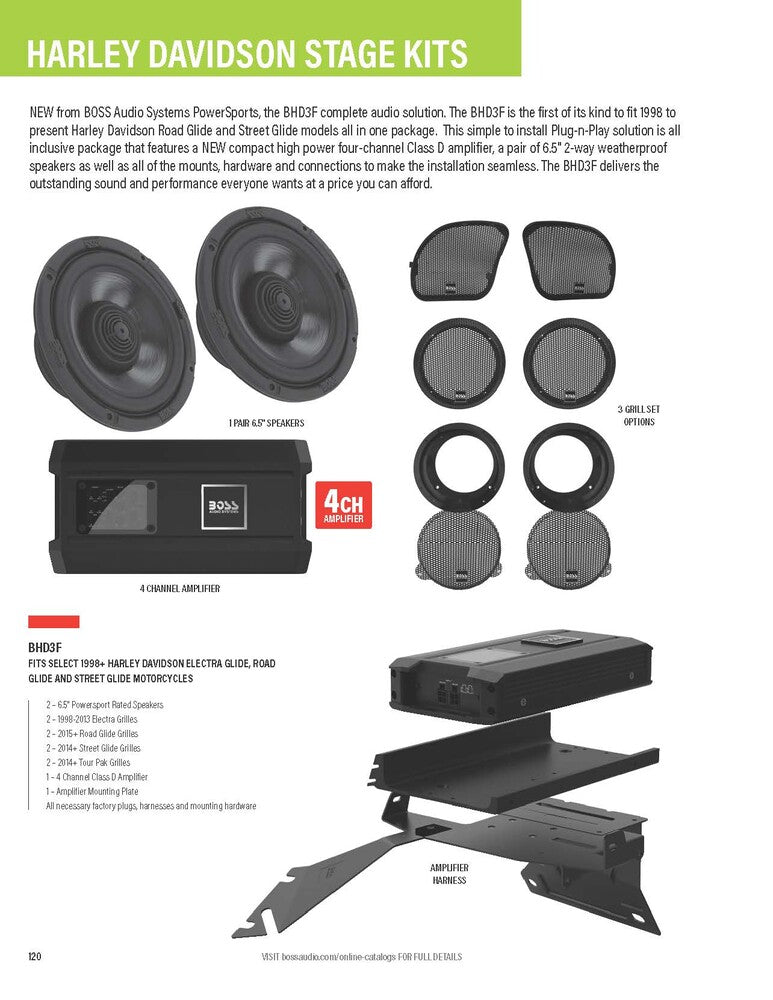Boss Audio 63-8160 BHD3F FRONT AUDIO KIT `98-24 FLH FLTR