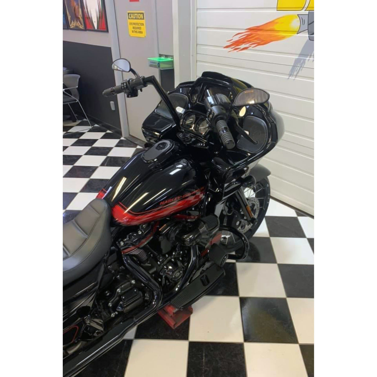 FAT Baggers INC. 1-1/4" EZ Install Flat Top Handlebar 12" Black - 706012-B For Harley Road Glide 2015-2022