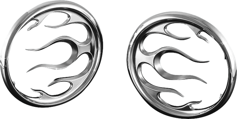 Kuryakyn Flame Speaker Grills Chrome - 3788 For Harley Touring 1996-2013