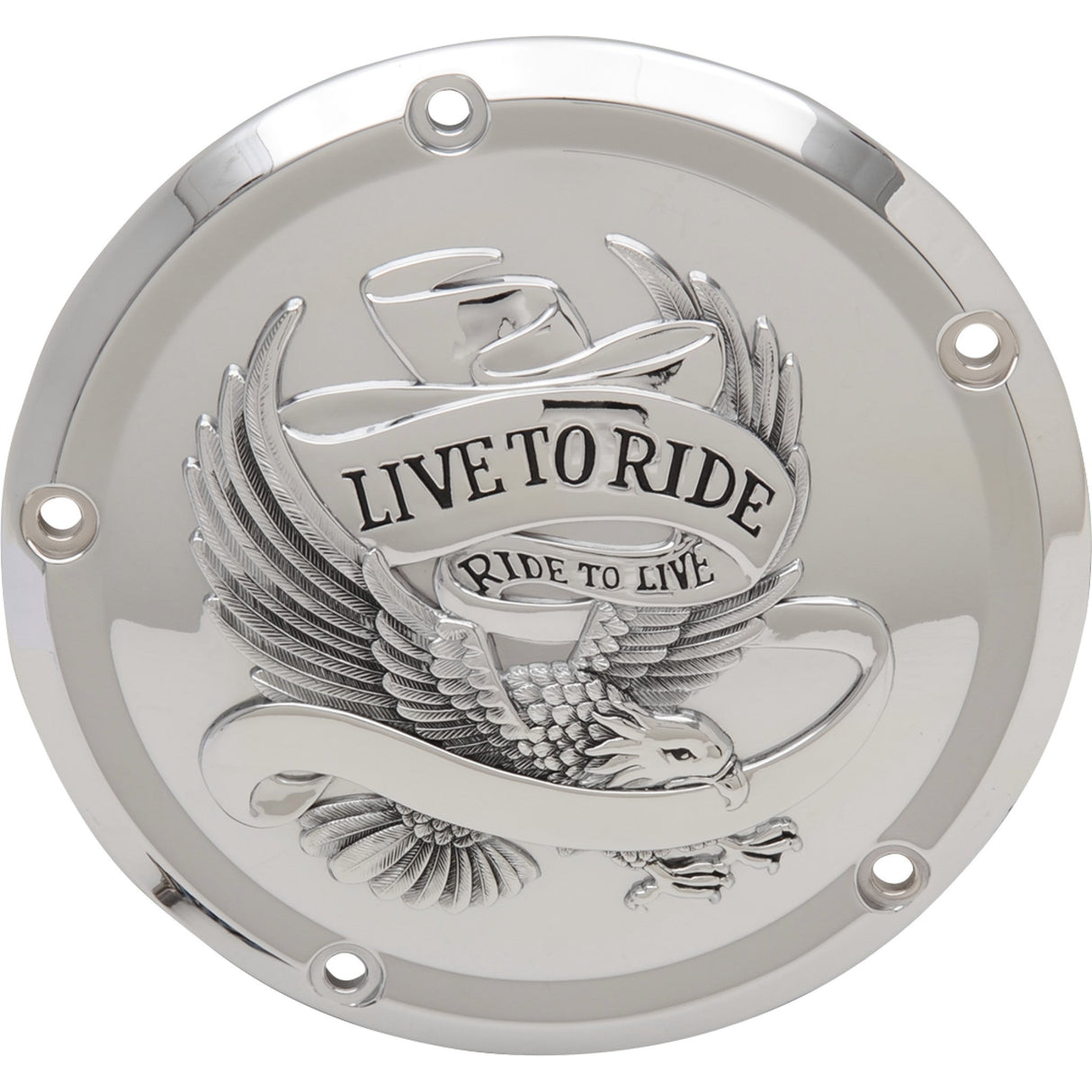 Drag Specialties Live to Ride Derby Cover 5-Hole Chrome For Harley Touring 2015-2026