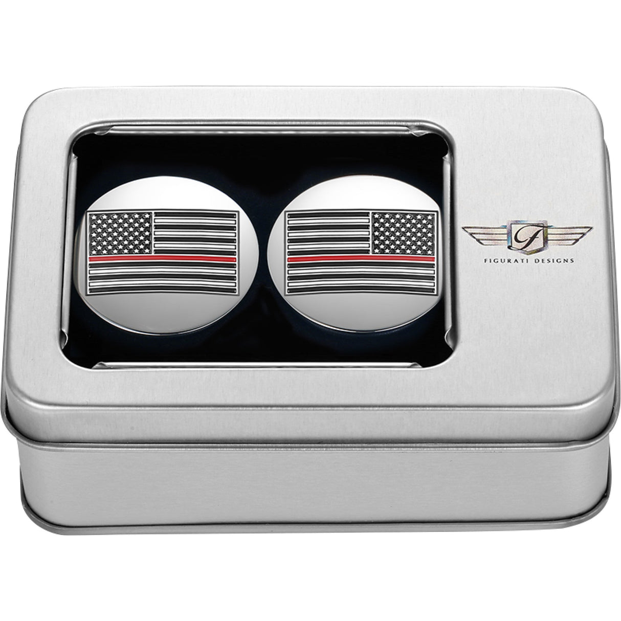 Figurati Designs Swing Arm Covers Red Line American Flag Custom Reversed - FD73-AFRL-SS For Harley Motorcycles 1980-2026